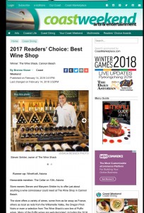 Coast weekend award for The Wine Shack